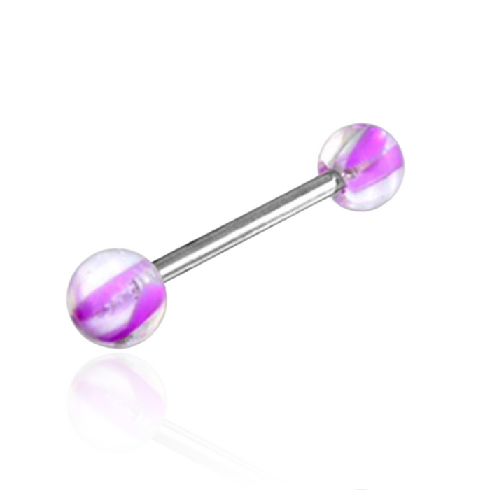 Steel Tongue Barbell with Threaded UV Balls (Pack of 10)