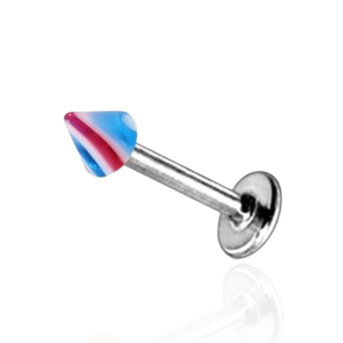 Steel Labret with Multi Striped UV Cone (Pack of 10)