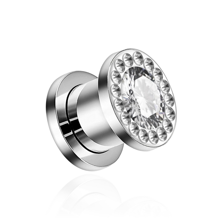 316L Surgical Steel AAA Stone Multi Jewelled Screw Fit Flesh Tunnel