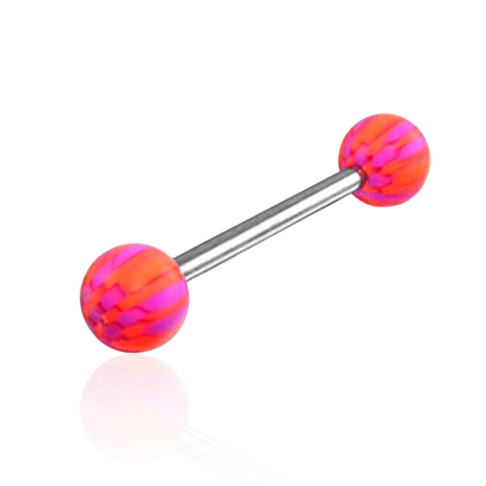 Steel Tongue Barbell with Checkered UV Balls (Pack of 10)