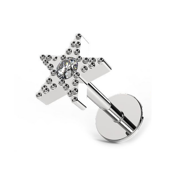 316L Surgical Steel Jewelled Star Cartilage Ear Stud