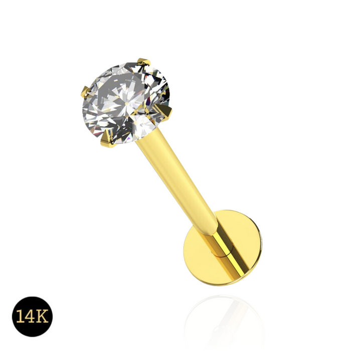 14K Gold Jewelled Push Fit Stud