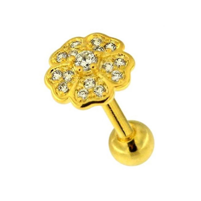 316L Surgical Steel Flower Micro Jewelled Cartilage Ear Stud