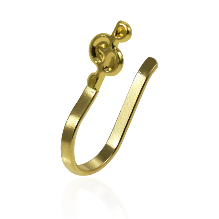 Solid Yellow Gold Treble-Cleff Non Piercing Nose Cuff