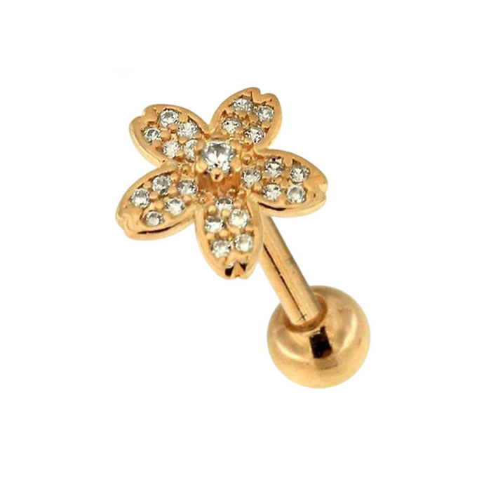 316L Surgical Steel Micro Jewelled Flower Cartilage Ear Stud