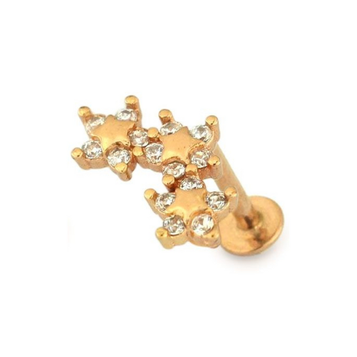 316L Surgical Steel Trinity Star Flower Flat-Back Cartilage Ear Stud