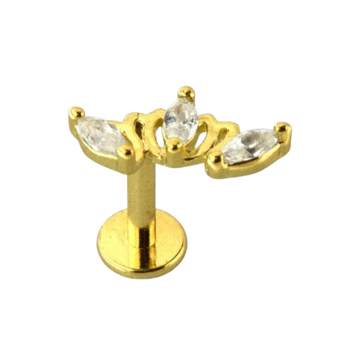 316L Surgical Steel Triple Marquise CZ Ear Stud