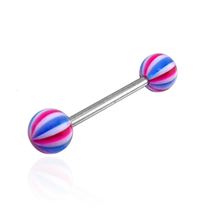 Steel Tongue Barbell with Suction Hold Illusion UV Balls (Pack of 10)