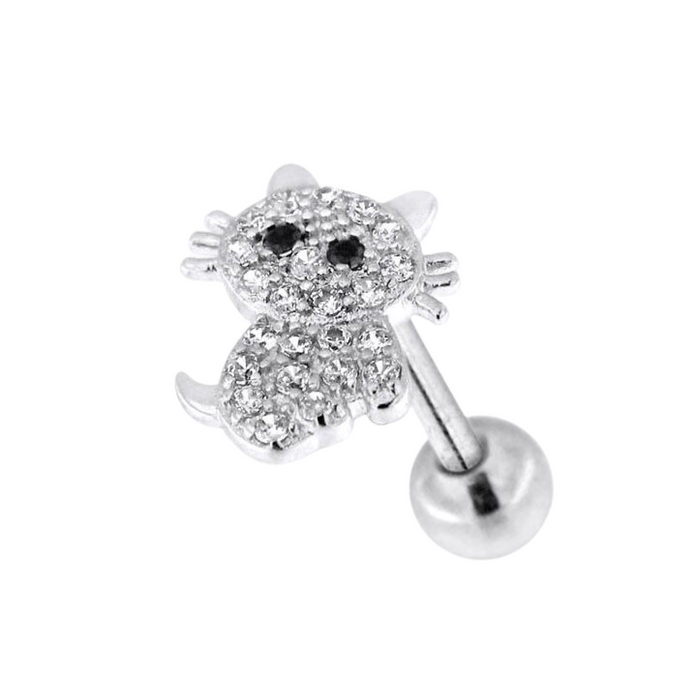 316L Surgical Steel Micro Jewelled Kitty Cartilage Stud