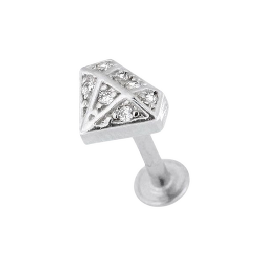 316L Surgical Steel Jewelled Diamond Shape Flat-Back Cartilage Ear Stud - Monster Piercing