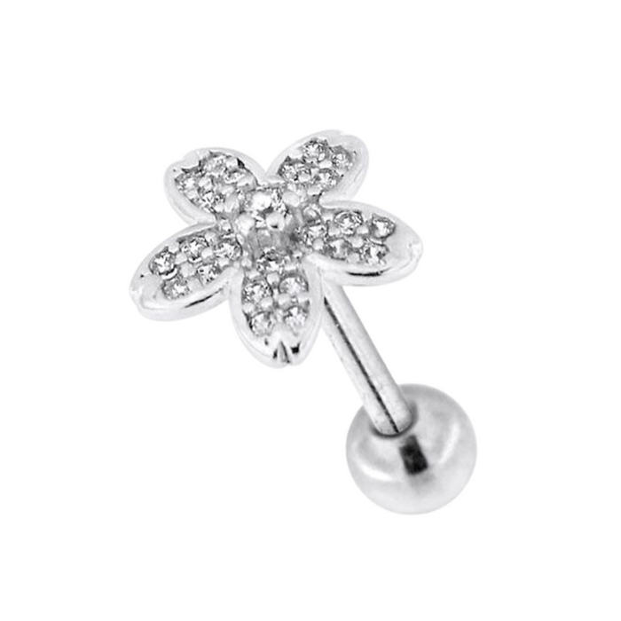 316L Surgical Steel Micro Jewelled Flower Cartilage Ear Stud