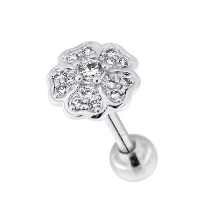 316L Surgical Steel Flower Micro Jewelled Cartilage Ear Stud