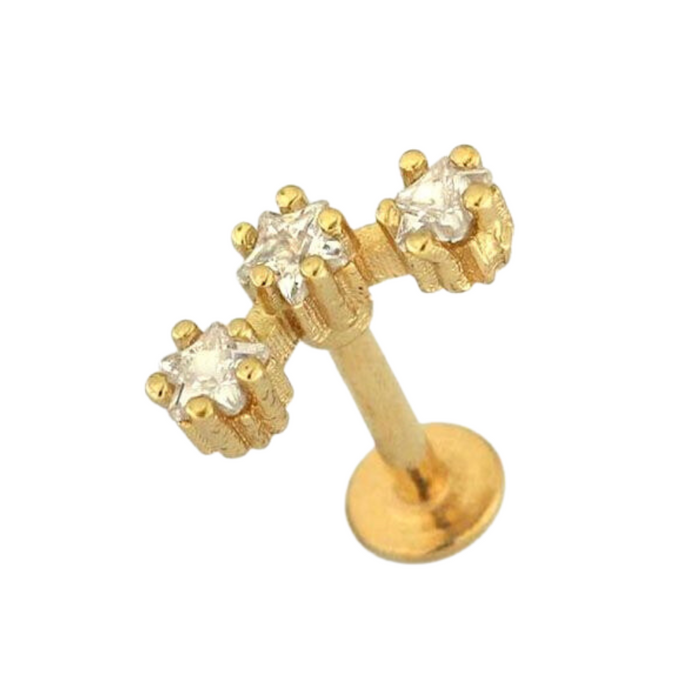 316L Surgical Steel Jewelled Tri-Star Flat-Back Stud