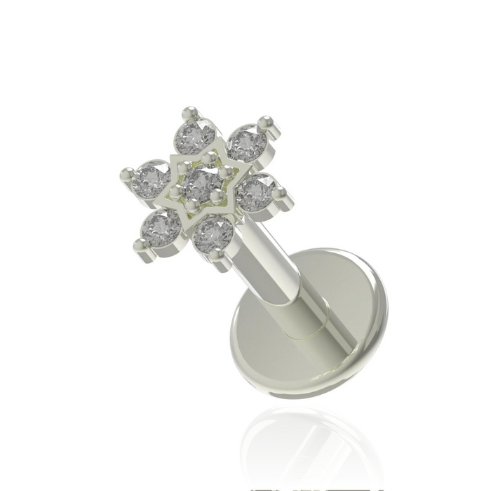 316L Surgical Steel Multi CZ Jewelled Daffodils Internally Threaded Flat-Back Stud