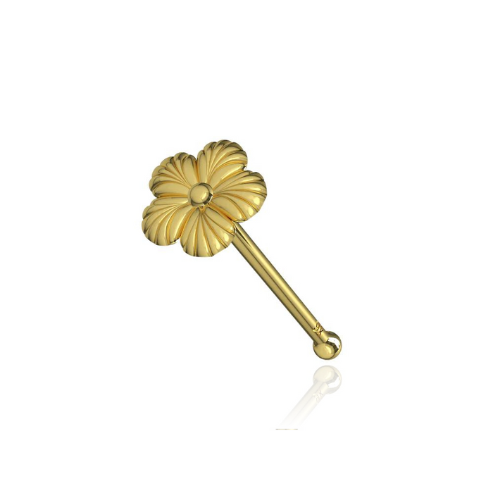 9K Yellow Gold Ball End Flower Nose Pin