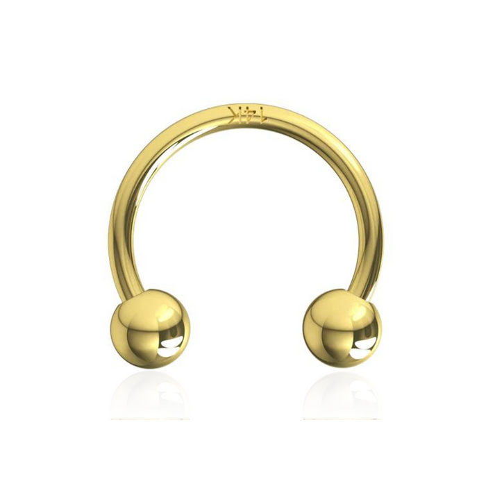 14K Solid Yellow Gold Internally Threaded Circular Barbell