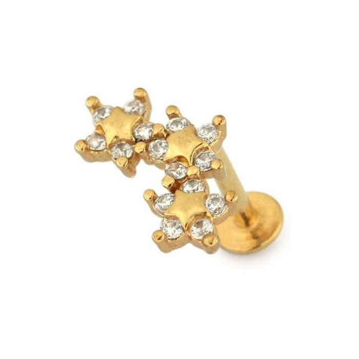 316L Surgical Steel Trinity Star Flower Flat-Back Cartilage Ear Stud