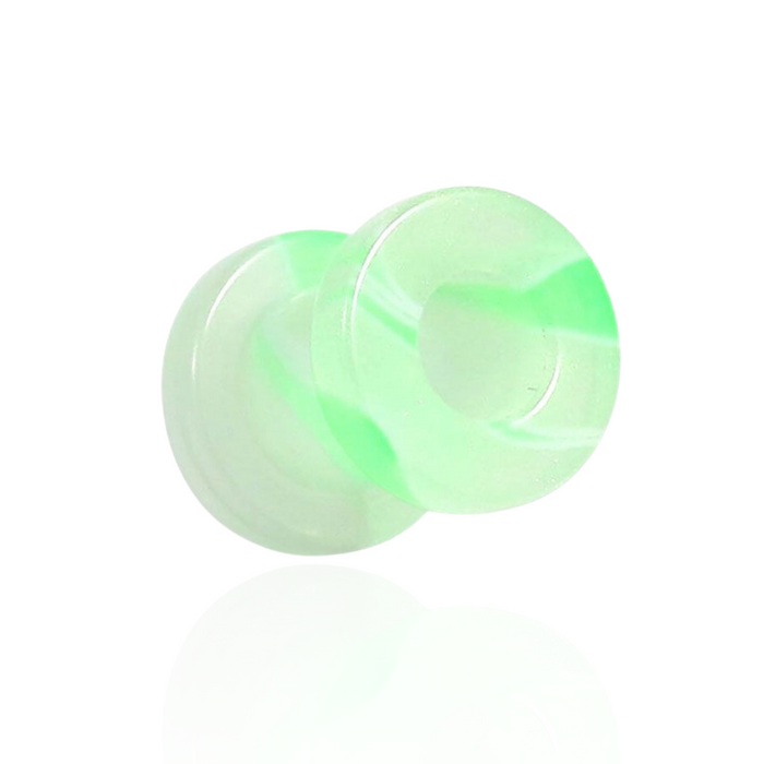 UV White & Green External Screw Fit Flesh Tunnel