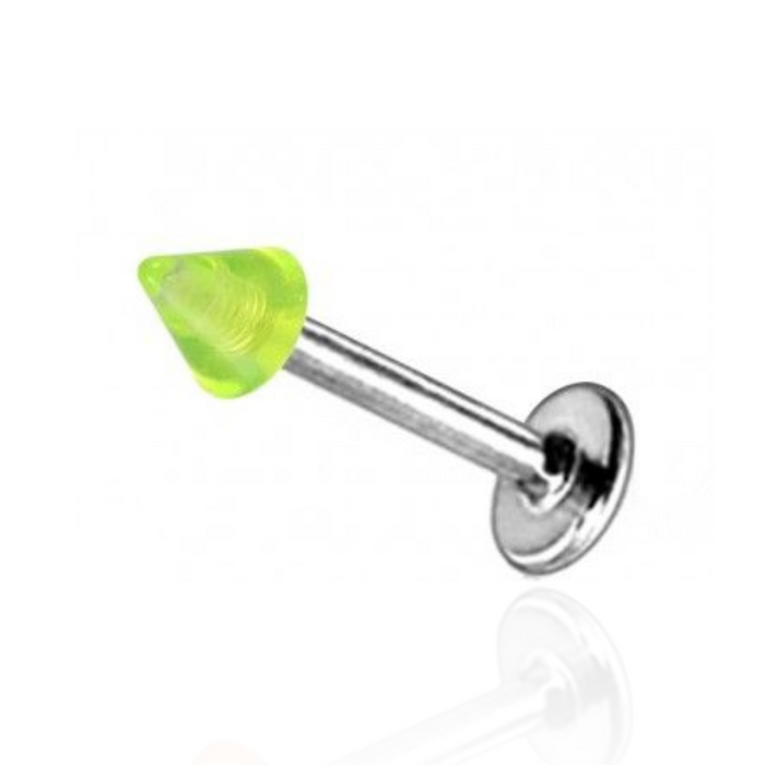 Steel Labret with Transparent Neon UV Cone (Pack of 10)