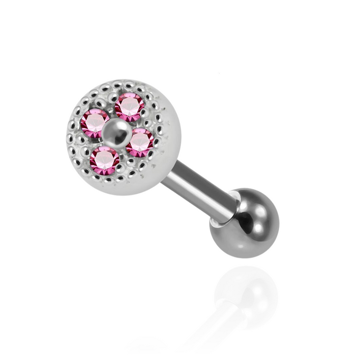 925 Sterling Silver Micro Jewelled Round Dotted Cartilage Ear Stud