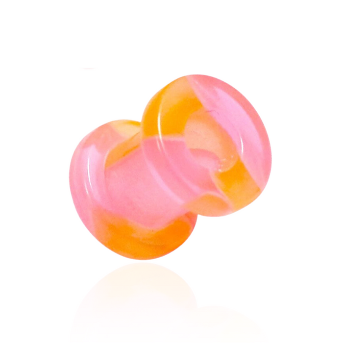 UV Orange & Pink External Screw Fit Flesh Tunnel