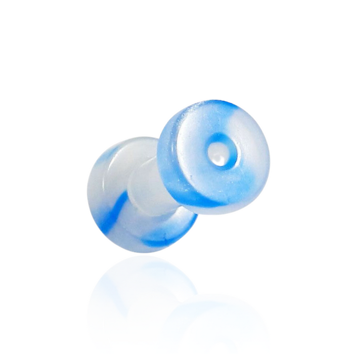 UV Blue & White External Screw Fit Flesh Tunnel