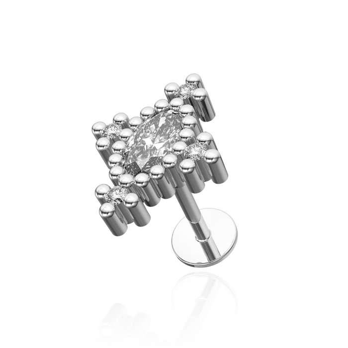 316L Surgical Steel CZ Jewelled Cluster Flat-Back Stud