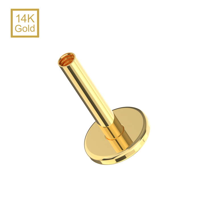 14K Gold Internal Thread Flat Back Labret Bar