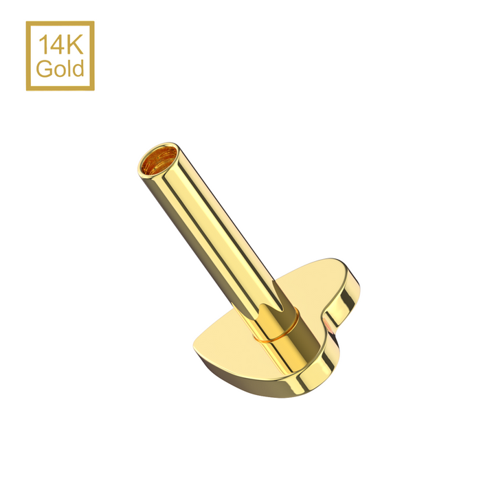 14K Gold Internal Thread Heart Back Labret Bar