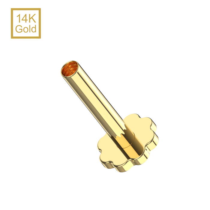 14K Gold Internal Thread Flower Back Labret Bar