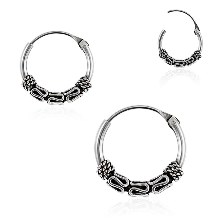 925 Sterling Silver Bali Style Oxidised Tribal Hinged Segment Nose Ring