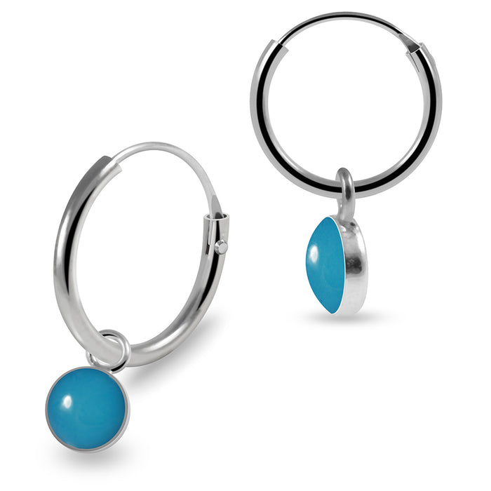 925 Sterling Silver Round Enamel Filled Fashion Earring