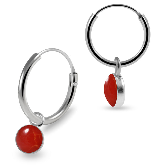 925 Sterling Silver Round Enamel Filled Fashion Earring