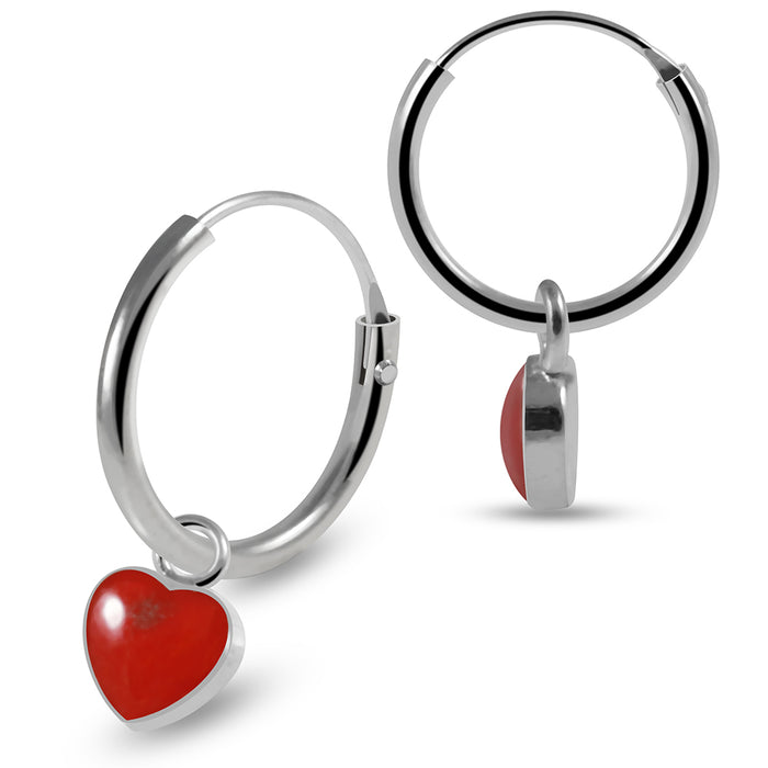 925 Sterling Silver Heart Shape Enamel Filled Fashion Earring