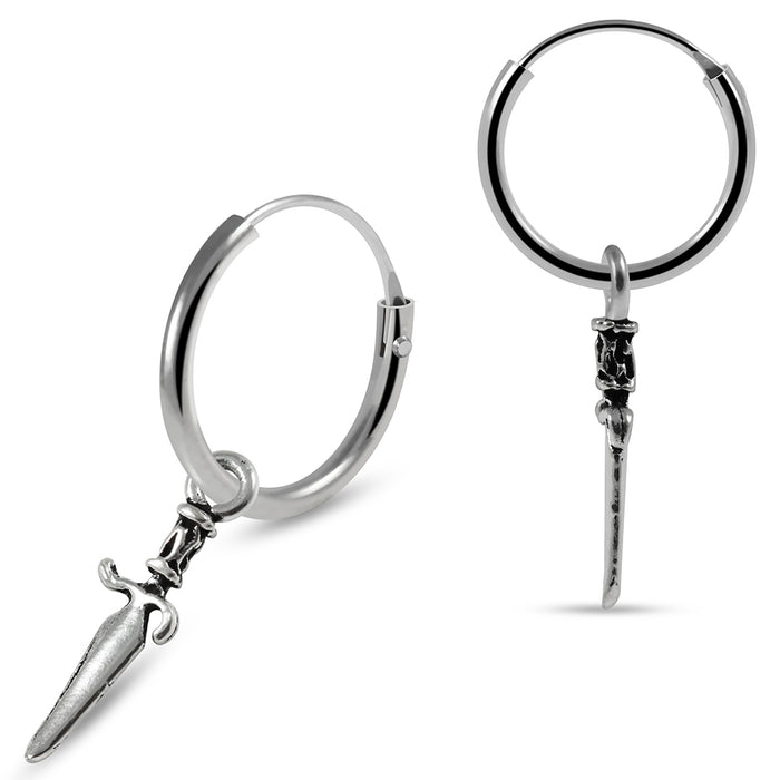 925 Sterling Silver Dagger Dangling Fashion Earring Ring