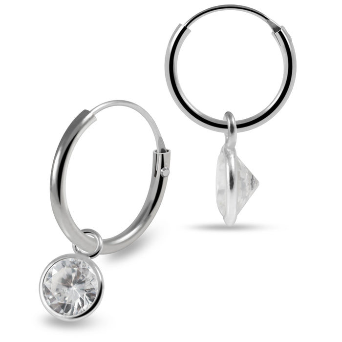 925 Sterling Silver Round CZ Dangling Fashion Earring