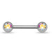 316L Surgical Steel CZ Jewelled Nipple Bar with Ball - Monster Piercing