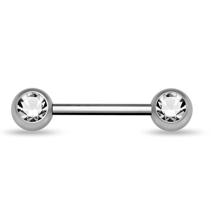 316L Surgical Steel CZ Jewelled Nipple Bar with Ball - Monster Piercing