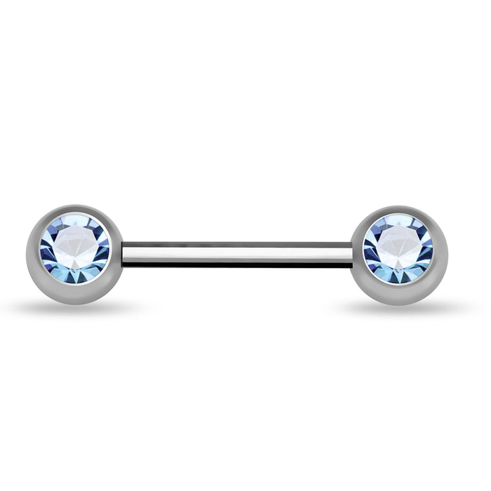 316L Surgical Steel CZ Jewelled Nipple Bar with Ball - Monster Piercing