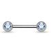 316L Surgical Steel CZ Jewelled Nipple Bar with Ball - Monster Piercing