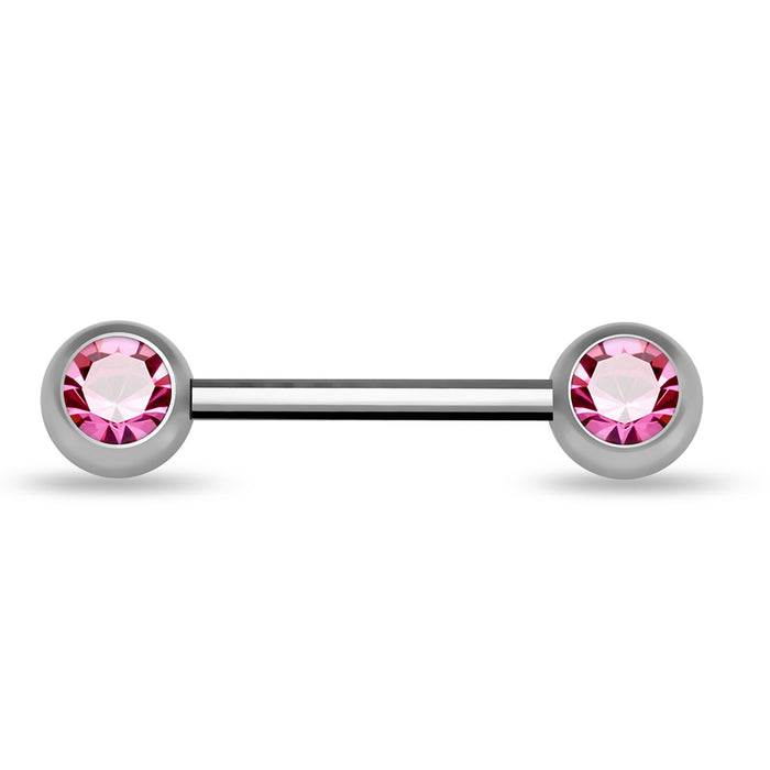 316L Surgical Steel CZ Jewelled Nipple Bar with Ball - Monster Piercing