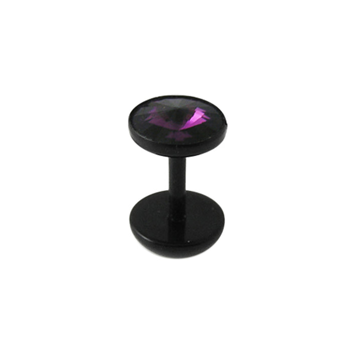 Black UV With CZ Jewelled Fake Ear Plug