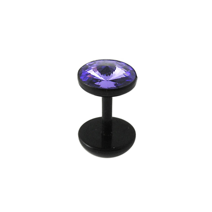 Black UV With CZ Jewelled Fake Ear Plug