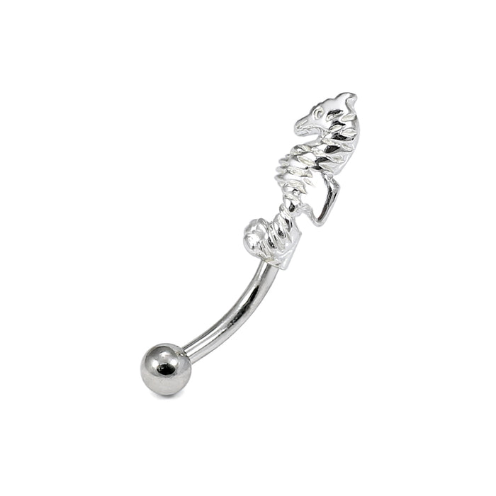 925 Sterling Silver Sea Horse Design Eyebrow Ring