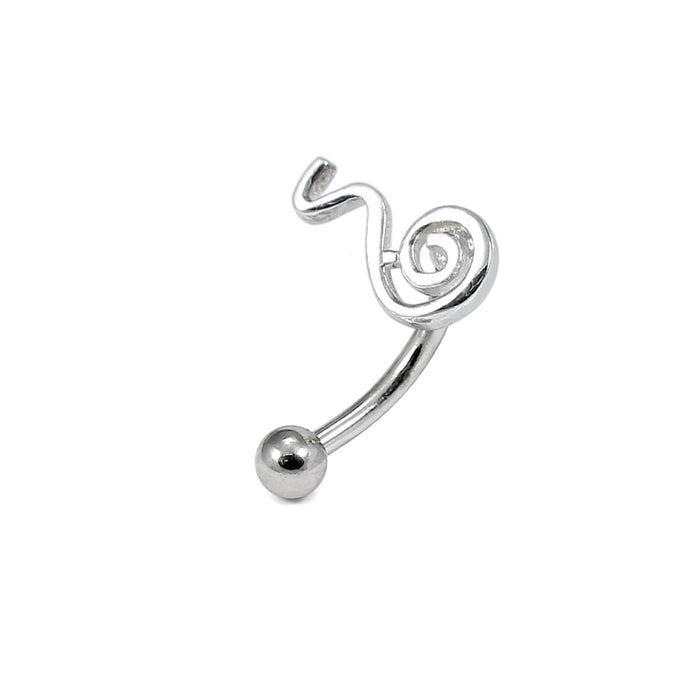 925 Sterling Silver Swirl Design Eyebrow Ring