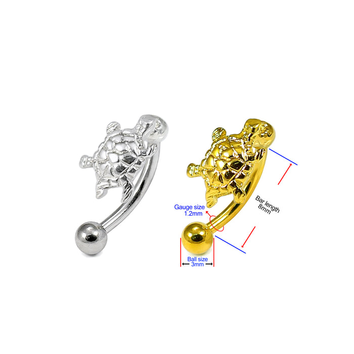 925 Sterling Silver Tiny Turtle Eyebrow Ring