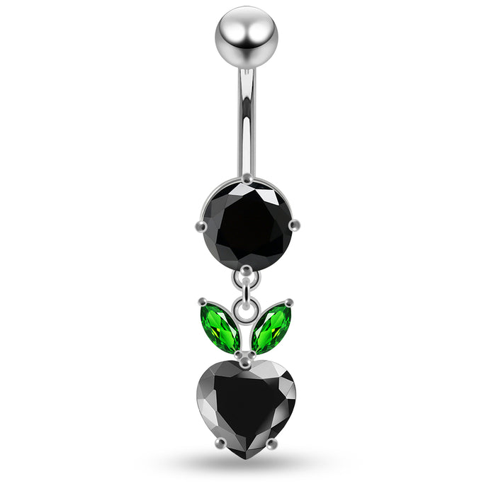 Jewelled Fashion Cherry Heart Navel Belly Piercing