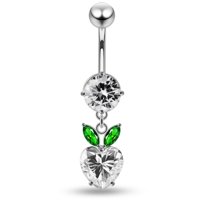 Jewelled Fashion Cherry Heart Navel Belly Piercing