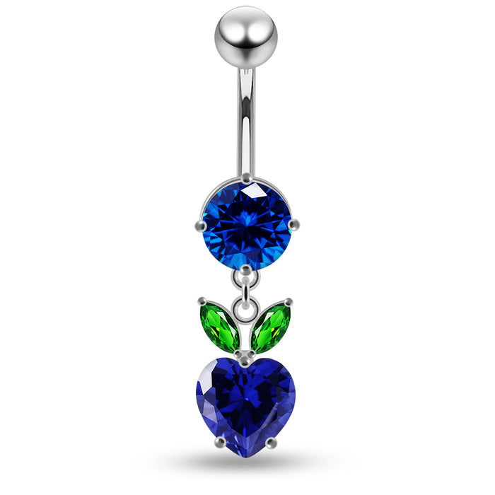 Jewelled Fashion Cherry Heart Navel Belly Piercing