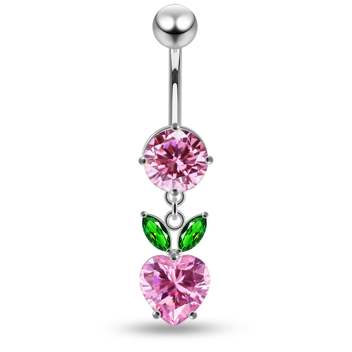 Jewelled Fashion Cherry Heart Navel Belly Piercing